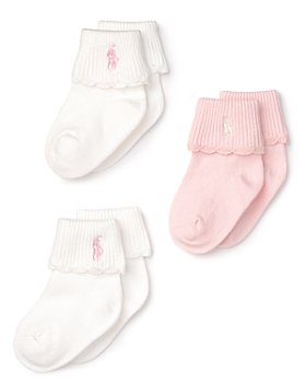 Ralph Lauren - Girls' Layette Scallop-Trim Socks, 3 Pack - Baby