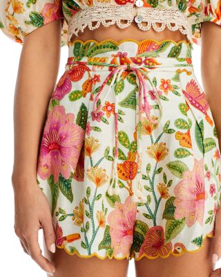 FARM Rio Macaw Bloom Linen Shorts | Bloomingdale's