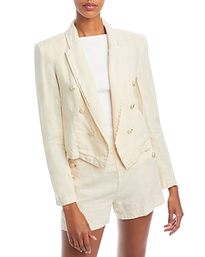 L'agence Wayne Cropped Double-breasted Jacket In Oat