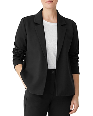 Eileen Fisher Long Wool Blazer In Black
