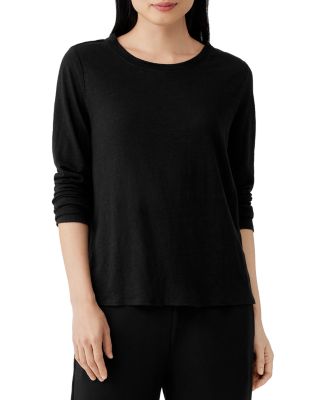 Eileen Fisher Organic Linen Long Sleeve Crewneck Tee Bloomingdale s