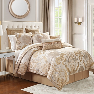 Waterford Ansonia 6 Piece Comforter Set, Queen In Ivory/gold