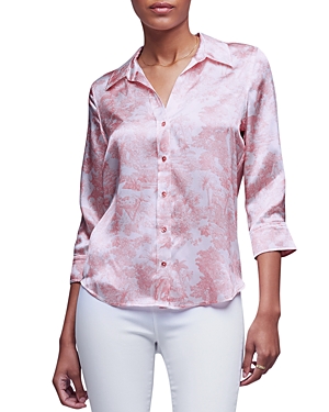 L AGENCE L'AGENCE DANI PRINTED BUTTON FRONT SILK SHIRT