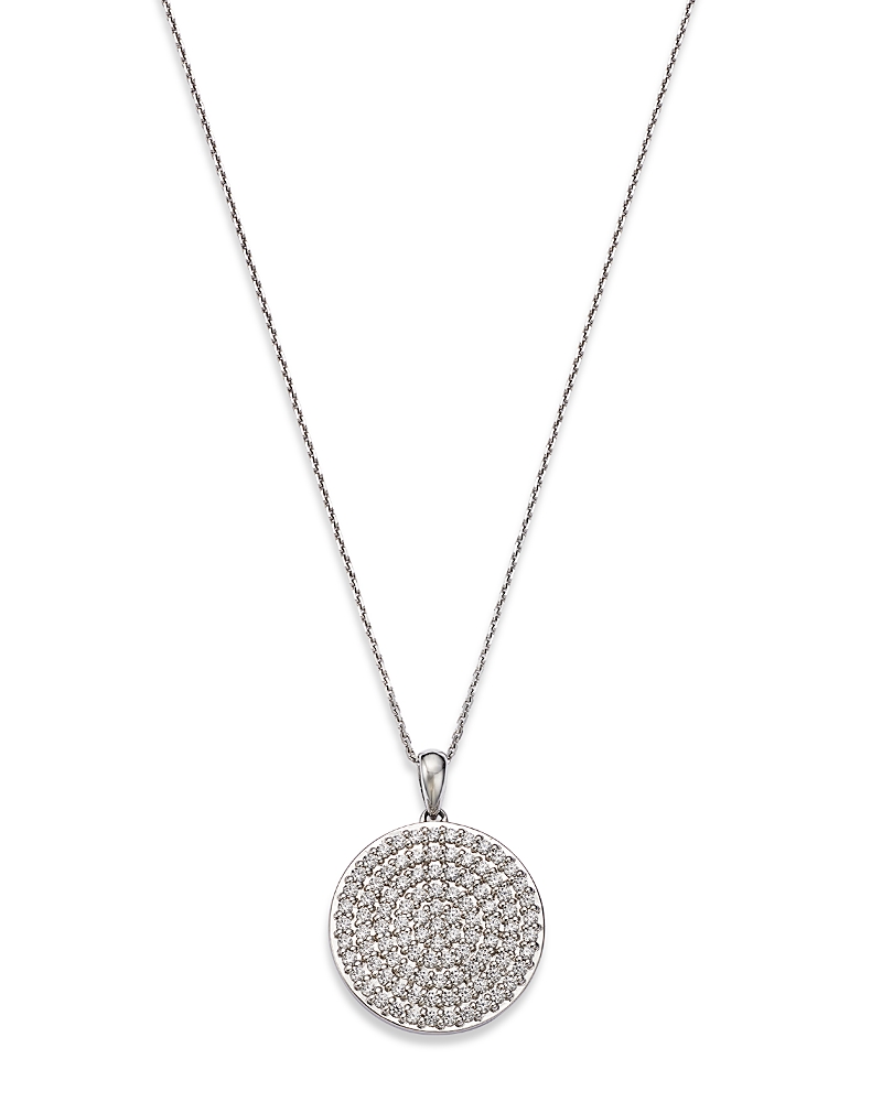 Bloomingdale's Fine Collection Diamond Pave Disc Pendant Necklace in 14K White Gold, 1.00 tcw