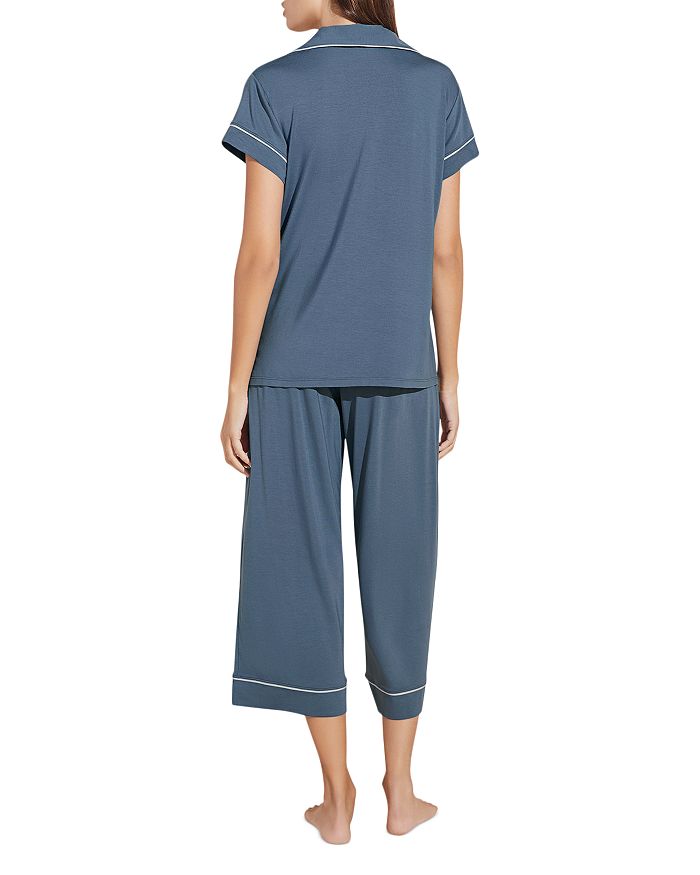 Shop Eberjey Gisele Short Sleeve Crop Pajama Set In Ice Blue