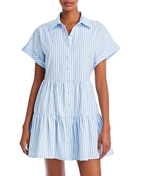 AQUA - Striped Mini Shirt Dress - 100% Exclusive