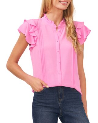 Pintucked Button Front Blouse