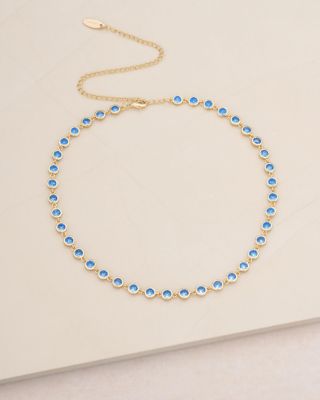 Bezel-Set Link Necklace, 12"-15.5"