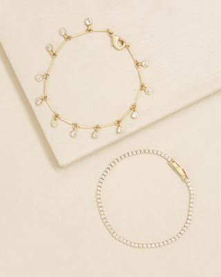 Cubic Zirconia Bracelets, Set of 2