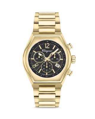 Ferragamo Men's Tonneu Ip Yellow Gold Chronograph Bracelet Watch, 42mm