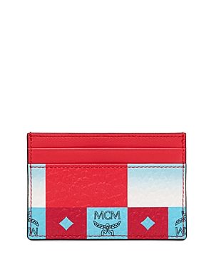 MCM AREN FAUX LEATHER CHECKERBOARD CARD CASE