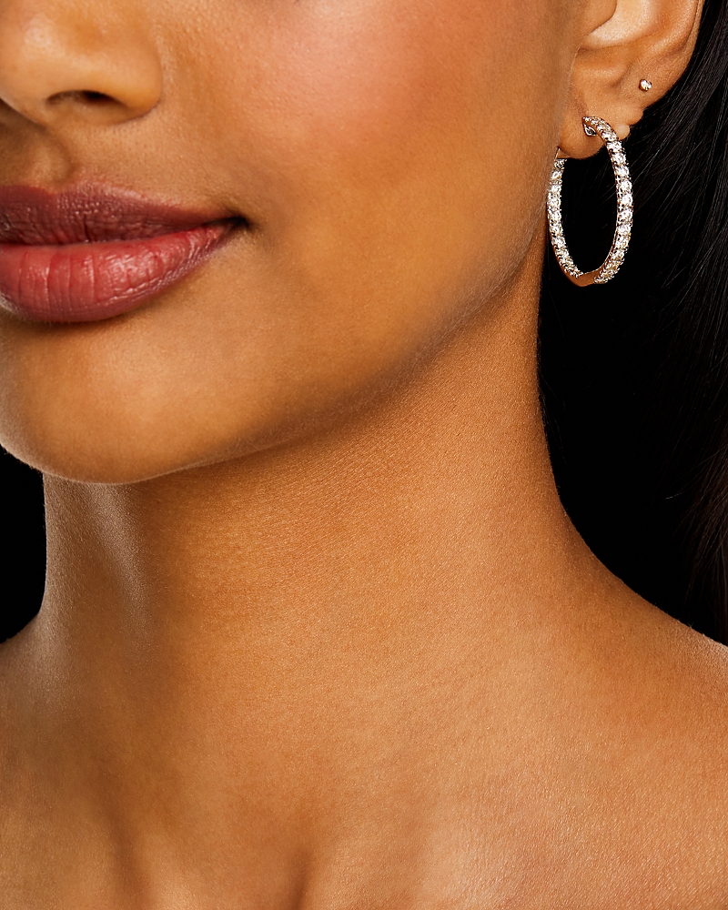 Bloomingdale's Certified Diamond Inside Out Hoop Earrings In 14k White Gold, 3.00 Ct. T. W. - Exclusive In White
