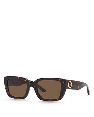 Shop Tory Burch Rectangle Sunglasses, 51mm In Tortoise/brown Solid