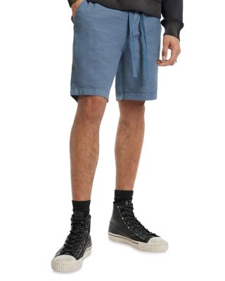 Benson Linen Blend Drawstring Shorts In Dutch Blue