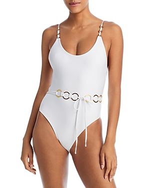 Pq Swim Link Belted One Piece Swimsuit In Waterlily
