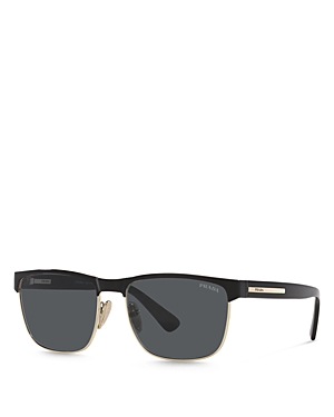 Prada Rectangle Pillow Sunglasses, 58mm In Black/gray Solid
