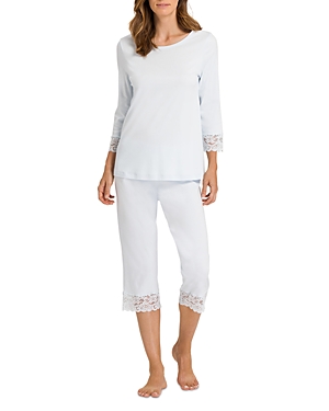 Hanro Cotton Moments Pyjama Set In Cool Blue