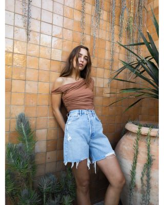 【Agolde】 Stella high-riseデニムショート AGOLDE Stella High Rise Denim Shorts in Deserted