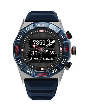 Citizen Men's Cz Smart Hybrid Blue Silicone Strap Smart Watch 44mm In Black/blue