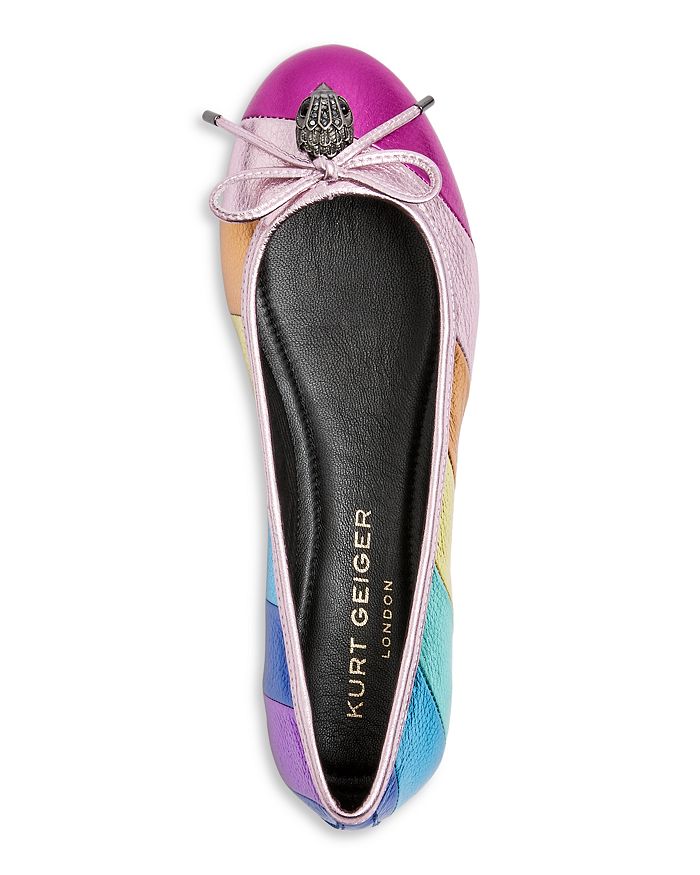 Shop Kurt Geiger Women's Eagle Head & Bow Ballerina Flats In Rainbow Stripe