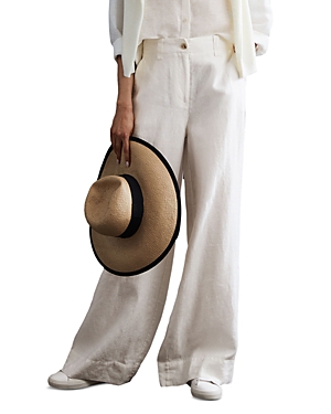 Reiss Demi Linen Wide Leg Garment Dyed Trousers In White