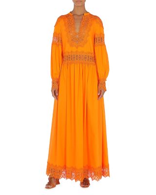 Alberta Ferretti Lace Trim Maxi Dress | Bloomingdale's Women