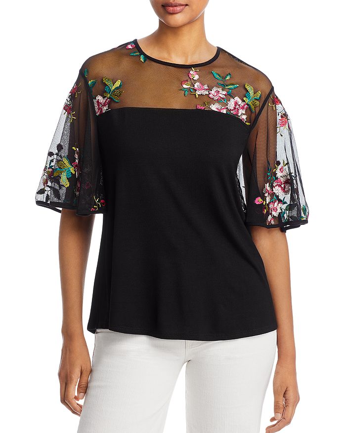 Mama Top Kim & Cami Floral Printed Black Women's Size Small Long Sleeve Top
