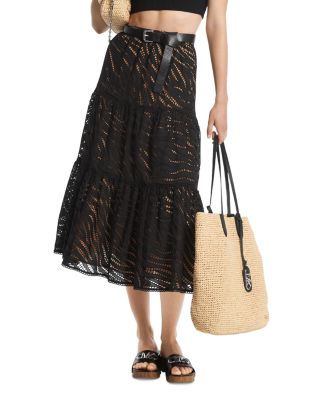 Michael Kors Cotton Tiered Eyelet Midi Skirt Bloomingdale s