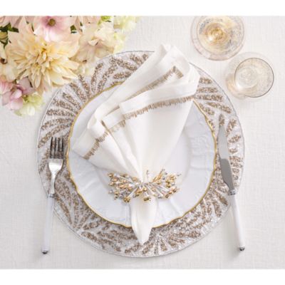Fun Burst Napkin Ring in White, Gold & Silver