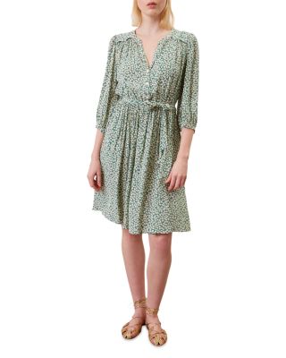 gerard darel green dress Gerard Darel Thea Pleated Dress In Green