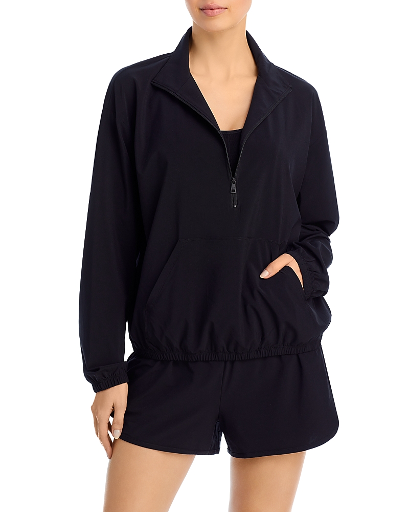 Beyond Yoga In Stride Half Zip Pullover In Black