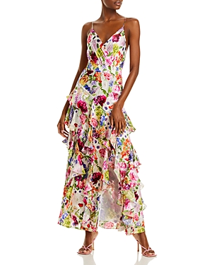 ALICE AND OLIVIA ALICE AND OLIVIA HAYDEN FLORAL PRINT RUFFLE MAXI DRESS