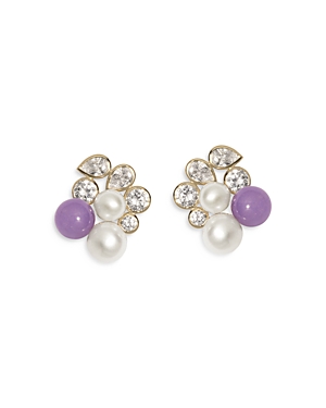 Completedworks Cluster Stud Earrings In Purple/white