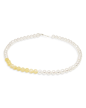 Completedworks Cultured Freshwater Pearl & Jade Bead Collar Necklace In Sterling Silver, 13-14 In Yellow/white