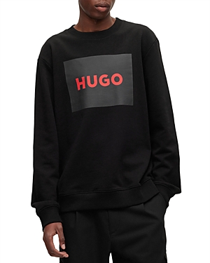 Hugo Duragol222 Cotton Logo Print Regular Fit Crewneck Sweatshirt In Black