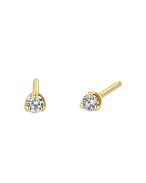 Zoë Chicco 14k Yellow Gold Diamond Stud Earrings In White/gold
