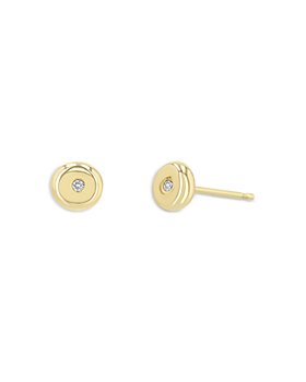 Zoë Chicco - 14K Yellow Gold Bezel Diamonds Diamond Accent Disc Stud Earrings