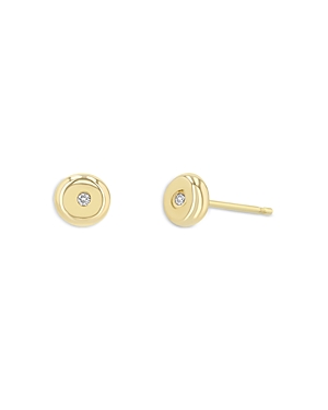 Shop Zoë Chicco 14k Yellow Gold Bezel Diamonds Diamond Accent Disc Stud Earrings