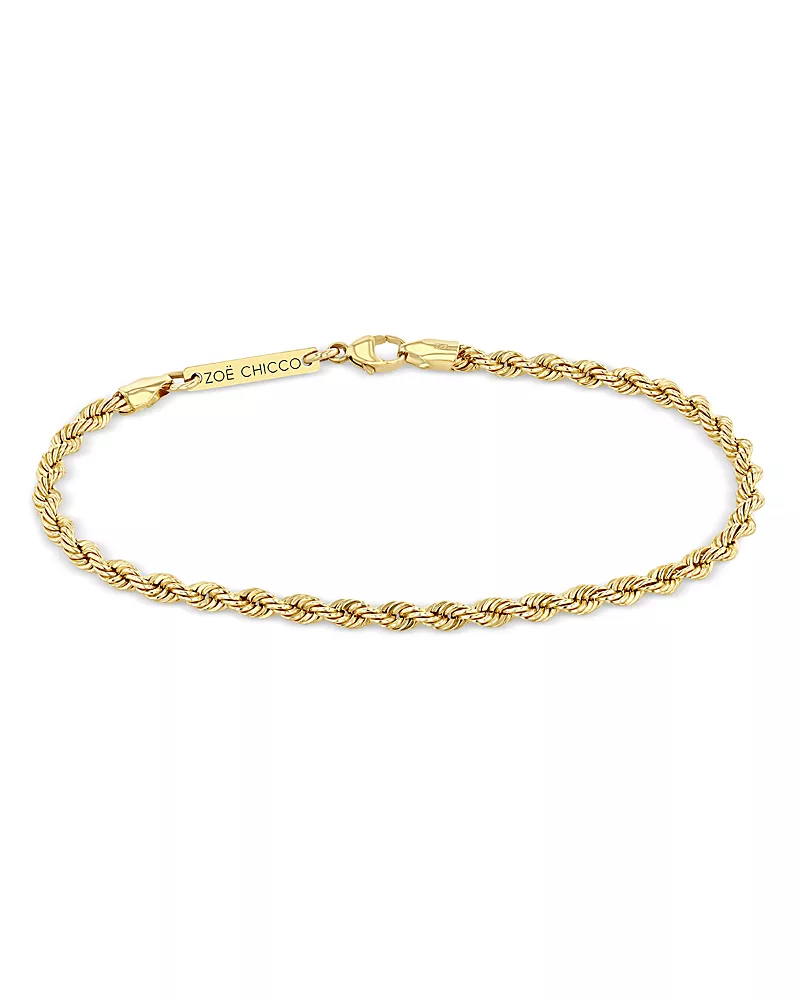 Zoe Chicco 14K Yellow Gold Heavy Metal Rope Link Chain Bracelet