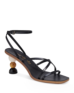 Kate Spade Women's Charmer 70mm Leather Strappy Sculptural-heel Sandals In Black Multi