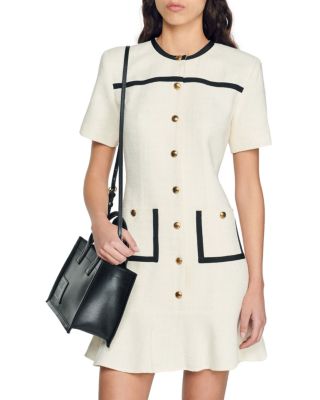 Sandro Jaipur Grosgrain Trim Tweed Mini Dress | Bloomingdale's