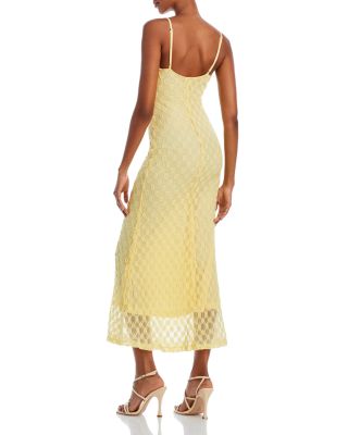 Adoni Yellow Floral Mesh Midi Slip Dress