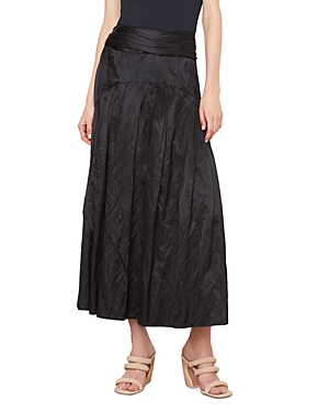 Vince Metallic Smocked Tiered Midi Skirt In Black