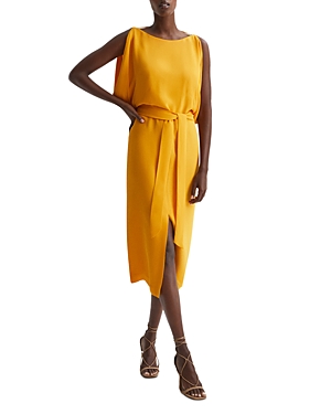 Shop Reiss Kalea Split Sleeve Midi Dress In Yellow