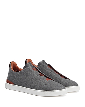 Zegna Triple Stitch Sneakers In Light Gray
