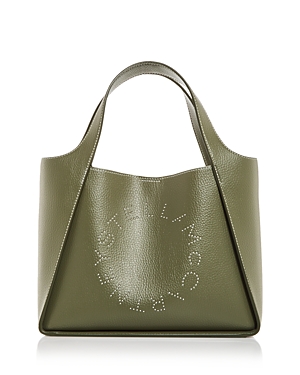 Stella Mccartney Women's Studded Logo Grainy Crossbody Tote In Military