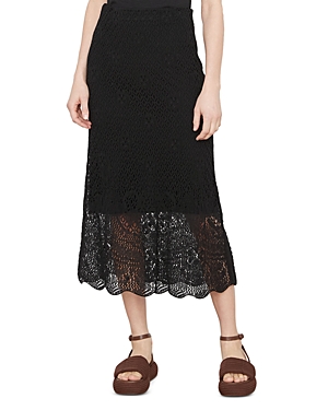 Vince Cutwork Lace Skirt In Black