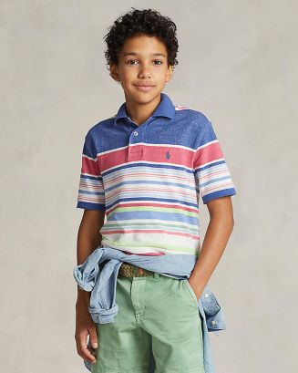 Ralph Lauren Boys' Striped Cotton Mesh Polo Shirt - Little Kid, Big Kid ...