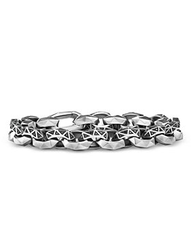 David Yurman - Men's Torqued Faceted Link Bracelet in Sterling Silver with Pavé Black Diamonds