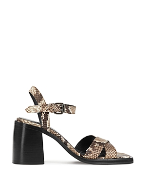 The Kooples Womens Bei16 Snakeskin-effect Cross-strap Leather Sandals In Beige